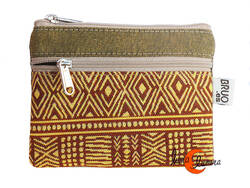 Monederos de tela Bruo.  Monedero grande de dos cremalleras. Dibujos amarillo.