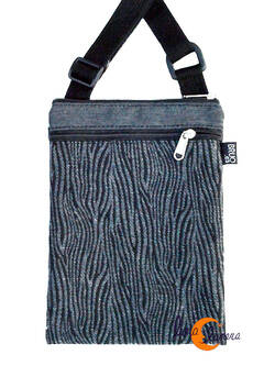 Bolsito XXL de tela para el teléfono movil Bruo.  Print cebra pequeña negra.