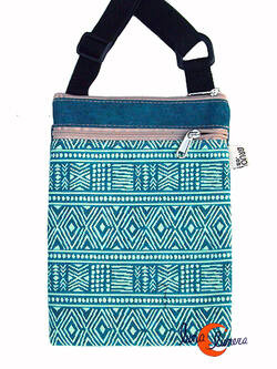 Bolsito XXL de tela para el teléfono movil Bruo.  Dibujinos azul.