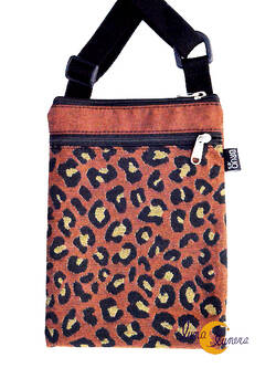 Bolsito XXL de tela para el teléfono movil Bruo.  Print marrón.