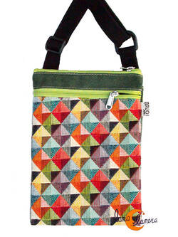 Bolsito XXL de tela para el teléfono movil Bruo.  Prisma verde.