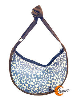 Bolsos de tela Mugling. Bolso pequeño geometría marrón beige.