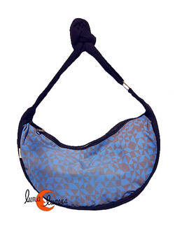 Bolsos de tela Mugling. Bolso pequeño geometría marrón negro azul.