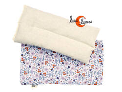 Saco térmico terapéutico de semillas, olor lavanda. Florecillas blanco.