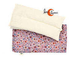 Saco térmico terapéutico de semillas, olor lavanda. Florecillas rosa palo.