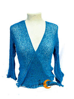 Chaquetas, rebecas de punto. Azul turquesa muy intenso.