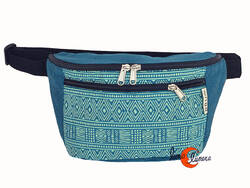 Riñoneras de tela BRUO. Riñonera redonda con cremallera grande XL, azul con dibujos.