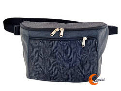 Riñoneras de tela BRUO. Riñonera redonda con cremallera muy grande XXL, print cebra gris.