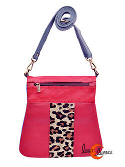 Soruka, bolso alforja de piel cuatro posiciones, granate.