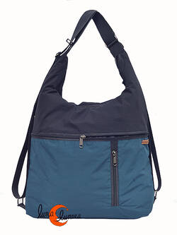 Impermeables. Bolsos de tela Mugling. Bolso mochila azul lisa.