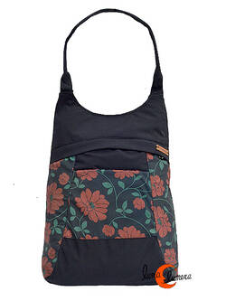 Impermeables. Mochilas de tela Mugling. Mochila bolso negra con flores, negra.