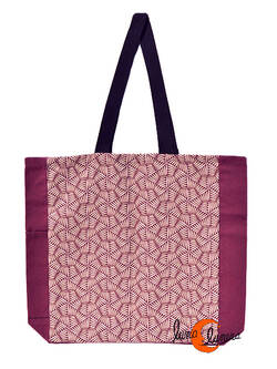 Bolsa TOTE BAG grande relieve de algodón Bruo. Mimbre granate.