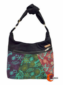 Bolsos de tela estampada Mugling, pequeño parches hiedras morado, verde, rojo.