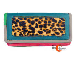 Cartera de piel de colores, verde.