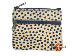 Monedero de piel de colores Soruka, print blanco con lunares.