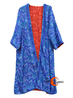 Kimono reversible. Kimono 4, azules y rojo.