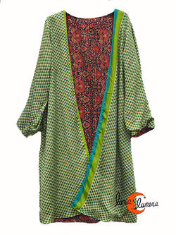 Kimono reversible. Kimono 7, verde y cachemir.