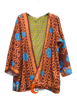 Kimono reversible corto. Kimono 5, marrón y lila.