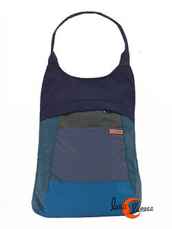 Impermeables. Mochilas de tela Mugling. Mochila bolso parches azul, gris, verde.
