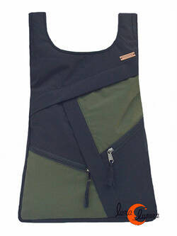 Impermeables. Mochilas de tela Mugling. Mochila redonda cremalleras verde.