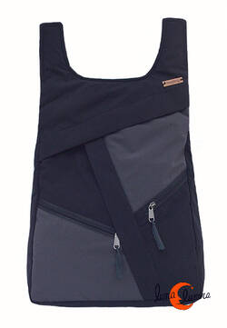 Impermeables. Mochilas de tela Mugling. Mochila redonda cremalleras gris oscuro.