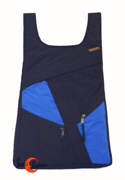 Impermeables. Mochilas de tela Mugling. Mochila redonda cremalleras azul fuerte.