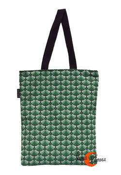 Bolsa TOTE BAG con cremallera de tela Bruo. Abanicos verde.