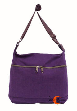 Benetti bolsos de tela, bolso dos bolsillos grande morado.