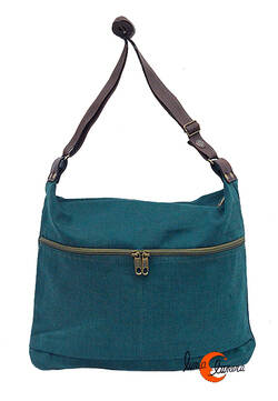 Benetti bolsos de tela, bolso dos bolsillos grande azul/verde petróleo.