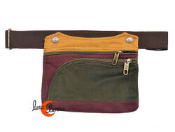 Benetti riñoneras de tela, rectangular granate, verde, mostaza.