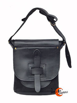 Bolso de piel y ante del taller Arco Iris. Mediano negro.