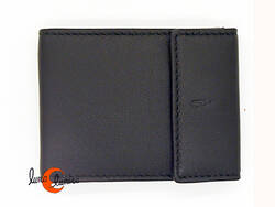 Lèyva carteras de piel, 206 negra. Cartera americana con monedero exterior. 