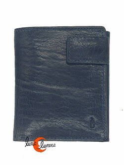 Lèyva carteras de piel, 5084 azul. Cartera con monedero exterior.