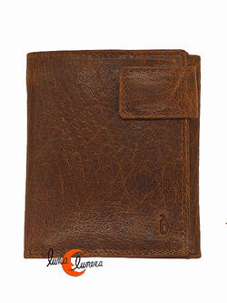 Lèyva carteras de piel, 5084 marrón. Cartera con monedero exterior.