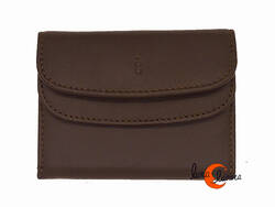 Lèyva carteras de piel, 214 marrón. Cartera con doble solapa y monedero mediana.