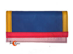 Carteras de piel Soruka. Cartera monedero grande, azul.