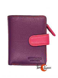 Carteras de piel Morgado. Cartera con monedero 181, berenjena y fucsia.
