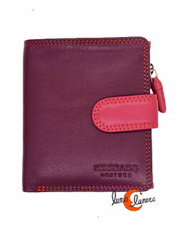 Carteras de piel Morgado. Cartera con monedero 183, berenjena y fucsia.