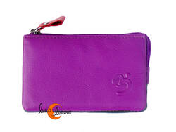 Monedero 22 de piel de colores Belmonte. Liso magenta.