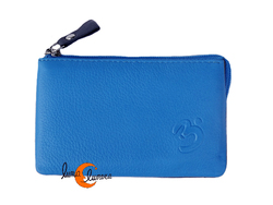 Monedero 22 de piel de colores Belmonte. Liso azul celeste.