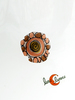 Anillo plano Xispusas, flor dibujada grande marrón.