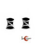 Azabache asturiano. Pendientes pegados de plata, rectangular con cintura.