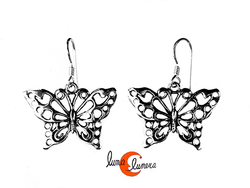 Pendientes de plata. Mariposa grande.